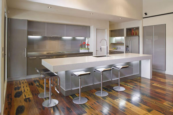 kitchens with wooden floors